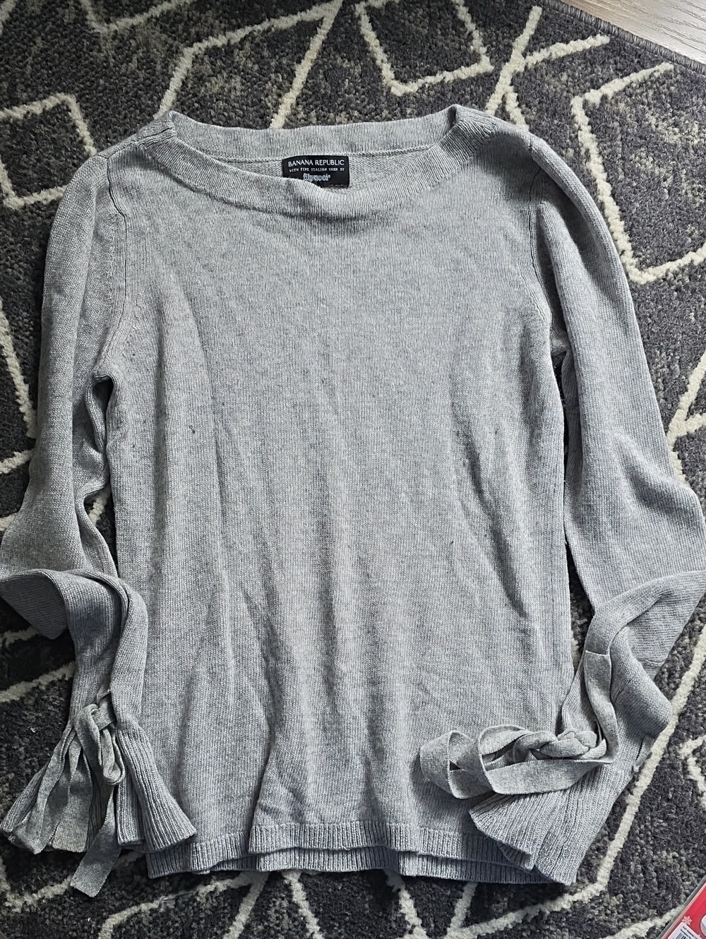 Banana Republic filpucci Light Gray Knit Sweater with Tie Cuffs